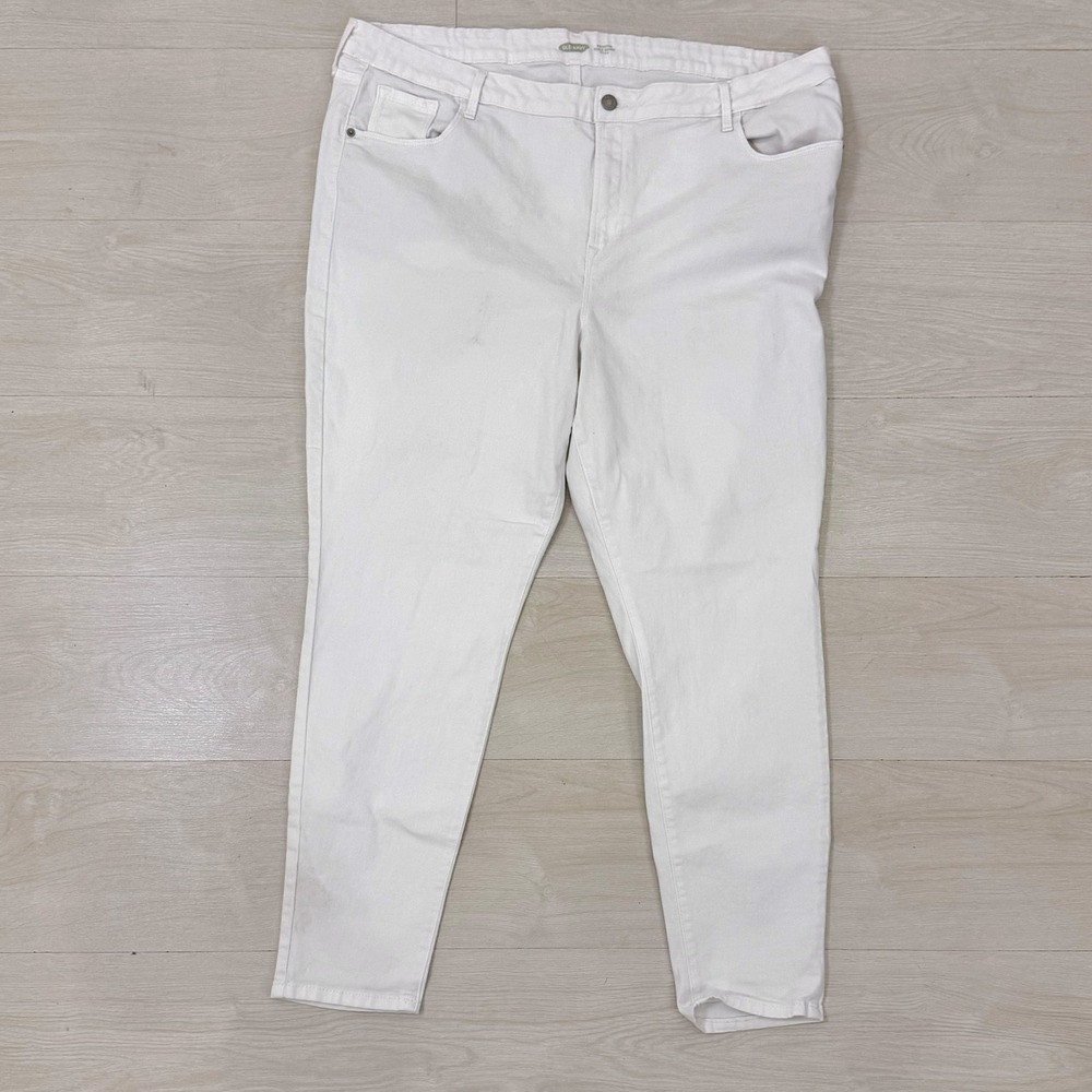 Old Navy Rockstar Super Skinny Jeans Women 20 White Mid Rise Denim Stretch Pants